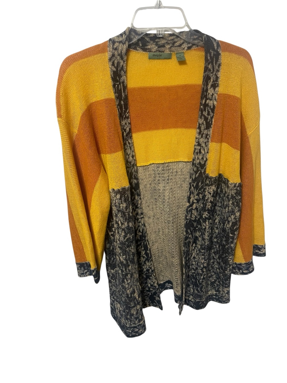 Maple Anthropologie linen cotton shawl floral knit cardigan sweater sz XS